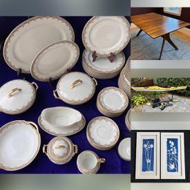 MaxSold Auction: This auction features Kayak, Limoges China, Battery Mower, Dinnerware Sets, Carbon Frame Bicycle, Bedroom Dets, Garden Tools, Signed Glassware, Office Supplies, Gas BBQ, Patio Furniture, Luggage, Occasional Tables, Storage Pieces, Freezer, Small Kitchen Appliances, Garden Decor, Hand Tools, Lamps, Shelving, Sporting Goods, Rugs, Ladders, Upholstered Seating, Electronics and much much more!